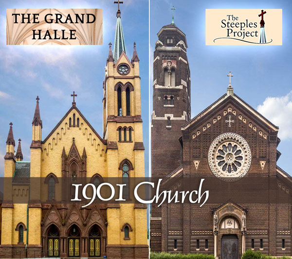 1901 Church encompassing The Grand Halle, St Columba Church and The Steeples Project, Johnstown PA