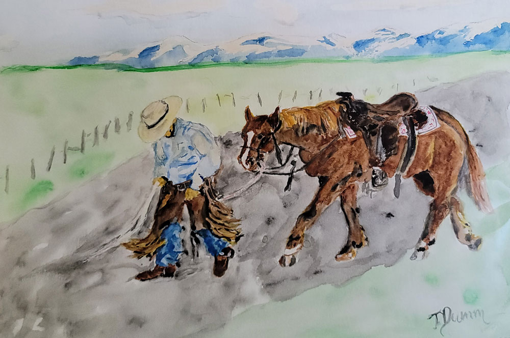 Watercolor by Tom Dumm - Cowboy