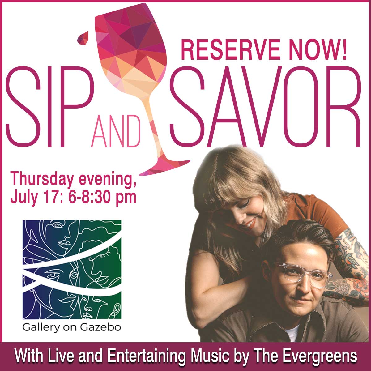 Sip and Savor Summer Evenings with live music and refreshments at Gallery on Gazeboric Schwerer of Pitt Johnstown. 